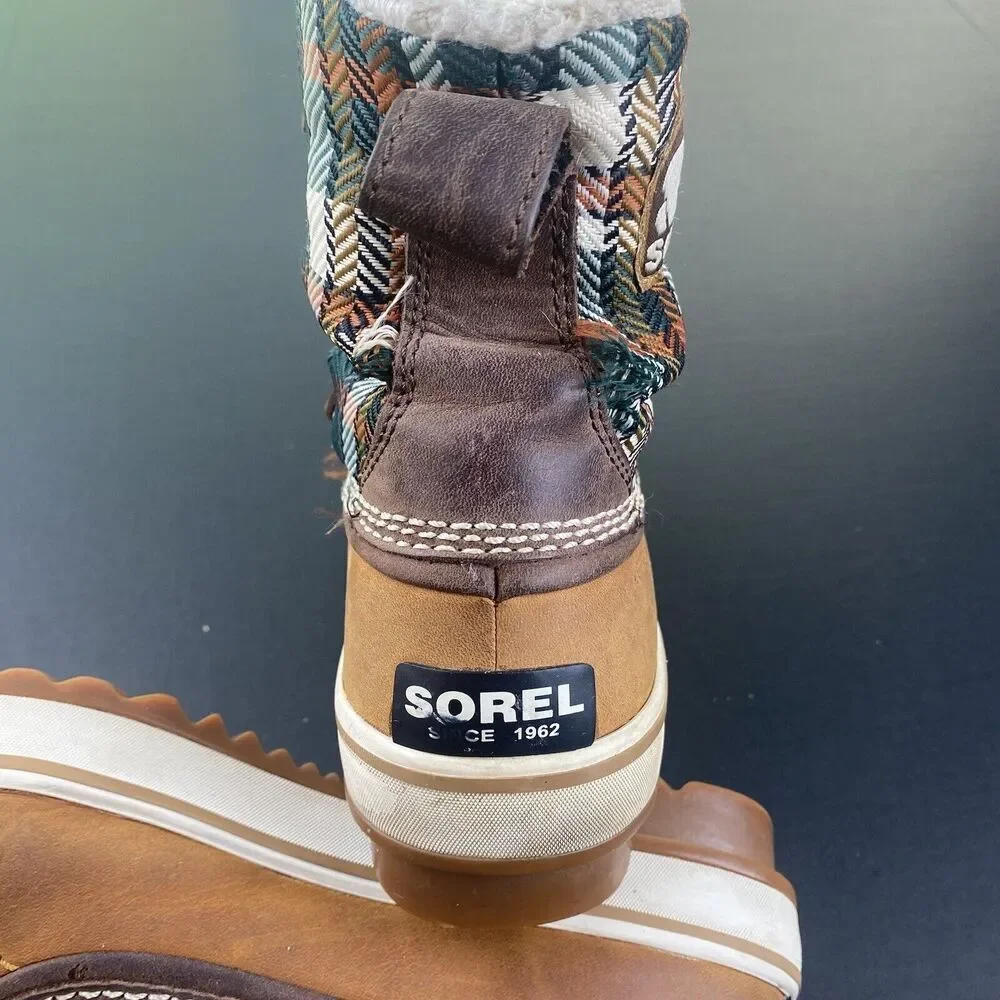 Womens Sorel Plaid Duck Boots Sz‎ 6.5 US/ 5 UK/ 38NL 1799-208 Waterproof Shoes